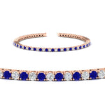 Load image into Gallery viewer, 2-Carat-Diamond-Tennis-Bracelet-With-Blue-Sapphire-In-Rose-Gold-FDBRC8635ROGSABLANGLE2-2.00-CT-NL-RG