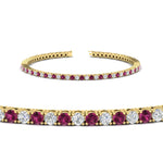 Load image into Gallery viewer, 2-Carat-Diamond-Tennis-Bracelet-With-Pink-Sapphire-In-Yellow-Gold-FDBRC8635ROGSADRPIANGLE2-2.00-CT-NL-YG