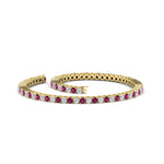 Load image into Gallery viewer, 2-Carat-Diamond-Tennis-Bracelet-With-Pink-Sapphire-In-Yellow-Gold-FDBRC8635ROGSADRPIANGLE4-2.00-CT-NL-YG