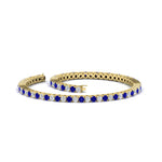 Load image into Gallery viewer, 2-Carat-Diamond-Tennis-Bracelet-with-Blue-Sapphire-In-Yellow-Gold-FDBRC8635ROGSABLANGLE4-2.00-CT-NL-YG
