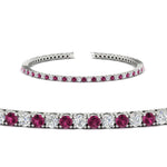 Load image into Gallery viewer, 2-Carat-Diamond-Tennis-Bracelet-with-Pink-Sapphire-In-White-Gold-FDBRC8635ROGSADRPIANGLE2-2.00-CT-NL-WG