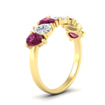 Load image into Gallery viewer, 2-carat-7-seven-stone-pink-sapphire-teardrop-wedding-band-in-yellow-gold-fdwb8008pegsadrpiangle2-2.00ct-nl-yg.jpg