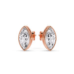 Load image into Gallery viewer, Bezel Stud Earring One Carat Marquise Diamond