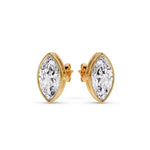 Load image into Gallery viewer, Bezel Stud Earring One Carat Marquise Diamond