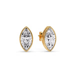 Load image into Gallery viewer, Bezel Stud Earring One Carat Marquise Diamond