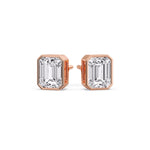 Load image into Gallery viewer, Stud Earring Emerald Diamond Bezel