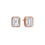 Load image into Gallery viewer, Stud Earring Emerald Diamond Bezel