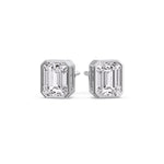Load image into Gallery viewer, Stud Earring Emerald Diamond Bezel