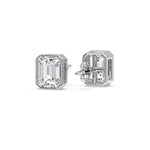 Load image into Gallery viewer, Stud Earring Emerald Diamond Bezel
