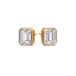 Load image into Gallery viewer, Stud Earring Emerald Diamond Bezel