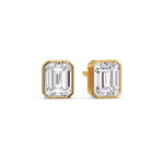 Load image into Gallery viewer, Stud Earring Emerald Diamond Bezel