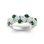 Load image into Gallery viewer, 2-carat-pear-and-round-emerald-ring-wedding-band-in-white-gold-FD9174BGEMGRANGLE5-2.00CT-NL-WG