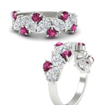 Load image into Gallery viewer, 2-carat-pear-and-round-pink-sapphire-ring-wedding-band-in-white-gold-FD9174BGSADRPIANGLE3-2.00CT-NL-WG