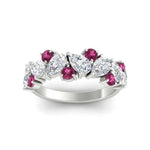 Load image into Gallery viewer, 2-carat-pear-and-round-pink-sapphire-ring-wedding-band-in-white-gold-FD9174BGSADRPIANGLE5-2.00CT-NL-WG