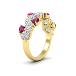 Load image into Gallery viewer, 2-carat-pear-and-round-pink-sapphire-ring-wedding-band-in-yellow-gold-FD9174BGSADRPIANGLE2-2.00CT-NL-YG