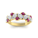 Load image into Gallery viewer, 2-carat-pear-and-round-pink-sapphire-ring-wedding-band-in-yellow-gold-FD9174BGSADRPIANGLE5-2.00CT-NL-YG