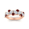 Load image into Gallery viewer, 2-carat-pear-and-round-ruby-ring-wedding-band-in-rose-gold-FD9174BGRUDRANGLE5-2.00CT-NL-RG