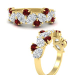 Load image into Gallery viewer, 2-carat-pear-and-round-ruby-ring-wedding-band-in-yellow-gold-FD9174BGRUDRANGLE3-2.00CT-NL-YG