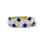 Load image into Gallery viewer, 2-carat-pear-and-round-sapphire-ring-wedding-band-in-yellow-gold-FD9174BGSABL-2.00CT-NL-YG