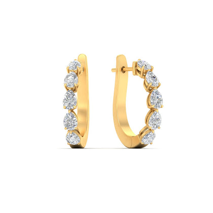 2 Carat Shared Prong Pear Diamond Hoop Earrings