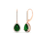 Load image into Gallery viewer, 2-carat-pear-shape-emerald-with-halo-diamond-lever-back-earrings-in-rose-gold-fdear11235peangle1-2-00-ct-rg.jpg