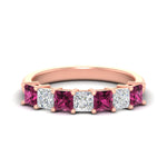 Load image into Gallery viewer, 2-carat-princess-cut-7-pink-sapphire-anniversary-band-in-rose-gold-fdwb8008prgsadrpisleep-2.00ct-nl-rg.jpg