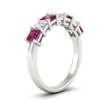 Load image into Gallery viewer, 2-carat-princess-cut-7-pink-sapphire-anniversary-band-in-white-gold-fdwb8008prgsadrpiangle2-2.00ct-nl-wg.jpg