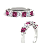 Load image into Gallery viewer, 2-carat-princess-cut-7-pink-sapphire-anniversary-band-in-white-gold-fdwb8008prgsadrpiangle3-2.00ct-nl-wg.jpg