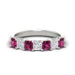Load image into Gallery viewer, 2-carat-princess-cut-7-pink-sapphire-anniversary-band-in-white-gold-fdwb8008prgsadrpisleep-2.00ct-nl-wg.jpg