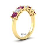 Load image into Gallery viewer, 2-carat-princess-cut-7-pink-sapphire-anniversary-band-in-yellow-gold-fdwb8008prgsadrpiangle2-2.00ct-nl-yg-hw.jpg