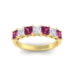 Load image into Gallery viewer, 2-carat-princess-cut-7-pink-sapphire-anniversary-band-in-yellow-gold-fdwb8008prgsadrpiangle5-2.00ct-nl-yg.jpg