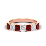 Load image into Gallery viewer, 2-carat-princess-cut-7-ruby-anniversary-band-in-rose-gold-fdwb8008prgrudrsleep-2.00ct-nl-rg.jpg