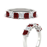 Load image into Gallery viewer, 2-carat-princess-cut-7-ruby-anniversary-band-in-white-gold-fdwb8008prgrudrangle3-2.00ct-nl-wg.jpg