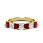 Load image into Gallery viewer, 2-carat-princess-cut-7-ruby-anniversary-band-in-yellow-gold-fdwb8008prgrudrsleep-2.00ct-nl-yg.jpg