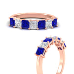 Load image into Gallery viewer, 2-carat-princess-cut-7-sapphire-anniversary-band-in-rose-gold-fdwb8008prgsablangle3-2.00ct-nl-rg.jpg