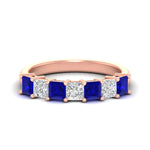 Load image into Gallery viewer, 2-carat-princess-cut-7-sapphire-anniversary-band-in-rose-gold-fdwb8008prgsablsleep-2.00ct-nl-rg.jpg