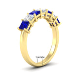 Load image into Gallery viewer, 2-carat-princess-cut-7-sapphire-anniversary-band-in-yellow-gold-fdwb8008prgsablangle2-2.00ct-nl-yg-hw.jpg