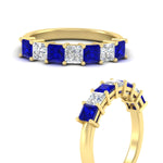 Load image into Gallery viewer, 2-carat-princess-cut-7-sapphire-anniversary-band-in-yellow-gold-fdwb8008prgsablangle3-2.00ct-nl-yg.jpg