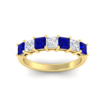 Load image into Gallery viewer, 2-carat-princess-cut-7-sapphire-anniversary-band-in-yellow-gold-fdwb8008prgsablangle5-2.00ct-nl-yg.jpg