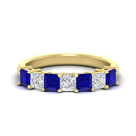 Load image into Gallery viewer, 2-carat-princess-cut-7-sapphire-anniversary-band-in-yellow-gold-fdwb8008prgsablsleep-2.00ct-nl-yg.jpg