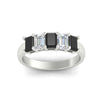 Load image into Gallery viewer, 2-ct-black-diamond-emerald-cut-5-stone-wedding-band-in-white-gold-fdwb8008emblackangle5-2.00ct-nl-wg
