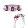 Load image into Gallery viewer, 2-ct-pink-sapphire-emerald-cut-5-stone-wedding-band-in-white-gold-fdwb8008emgsadrpiangle3-2.00ct-nl-wg