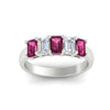 Load image into Gallery viewer, 2-ct-pink-sapphire-emerald-cut-5-stone-wedding-band-in-white-gold-fdwb8008emgsadrpiangle5-2.00ct-nl-wg