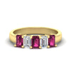 Load image into Gallery viewer, 2-ct-pink-sapphire-emerald-cut-5-stone-wedding-band-in-yellow-gold-fdwb8008emgsadrpisleep-2.00ct-nl-yg