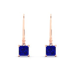 Load image into Gallery viewer, 2-ct-princess-cut-sapphire-leverback-dangle-earrings-in-rose-gold-fdear11236prgsablangle2-2.00ct-nl-rg.jpg?v=1765510590