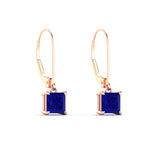 Load image into Gallery viewer, 2-ct-princess-cut-sapphire-leverback-dangle-earrings-in-rose-gold-fdear11236prgsablangle3-2.00ct-nl-rg.jpg?v=1765510591