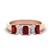 Load image into Gallery viewer, 2-ct-ruby-emerald-cut-5-stone-wedding-band-in-rose-gold-fdwb8008emgrudrsleep-2.00ct-nl-rg