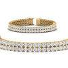 Load image into Gallery viewer, 2-row-round-tennis-diamond-bracelet-in-yellow-gold-FDBRC9701ANGLE1-NL-YG