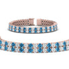 Load image into Gallery viewer, 2-row-round-tennis-diamond-bracelet-with-blue-topaz-in-rose-gold-FDBRC9701GICBLTOANGLE1-NL-RG