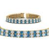 Load image into Gallery viewer, 2-row-round-tennis-diamond-bracelet-with-blue-topaz-in-yellow-gold-FDBRC9701GICBLTOANGLE1-NL-YG